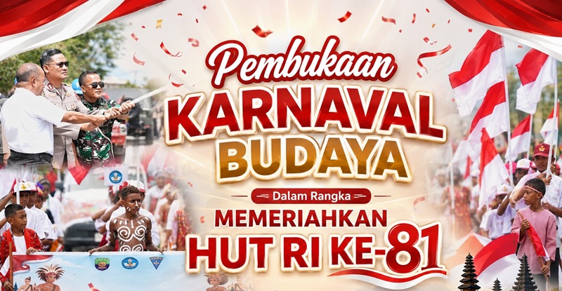 Semarak HUT RI ke-81, Sekda Resmi Buka dan Lepas Karnaval Budaya di Pelataran Air Tiba